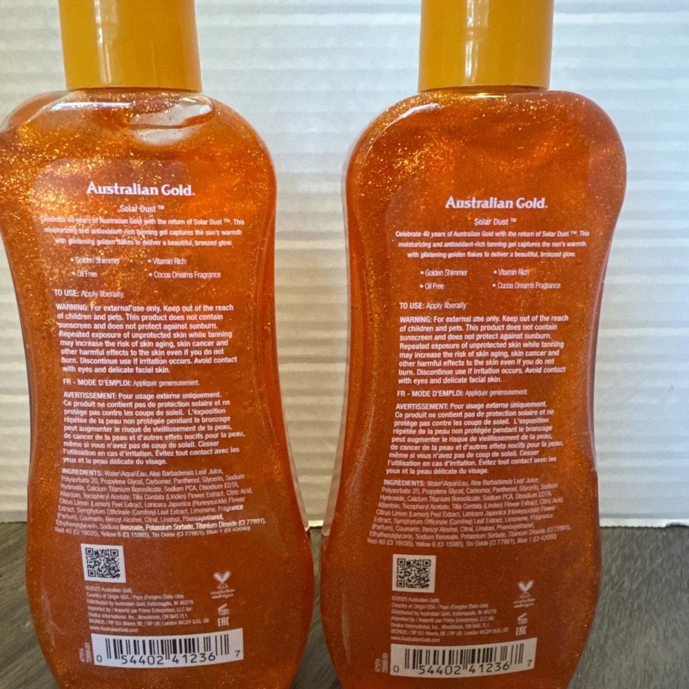 Australian Gold Solar Dust Tanning Gel – 2-Pack (8 oz) Golden Shimmer Non-Greasy